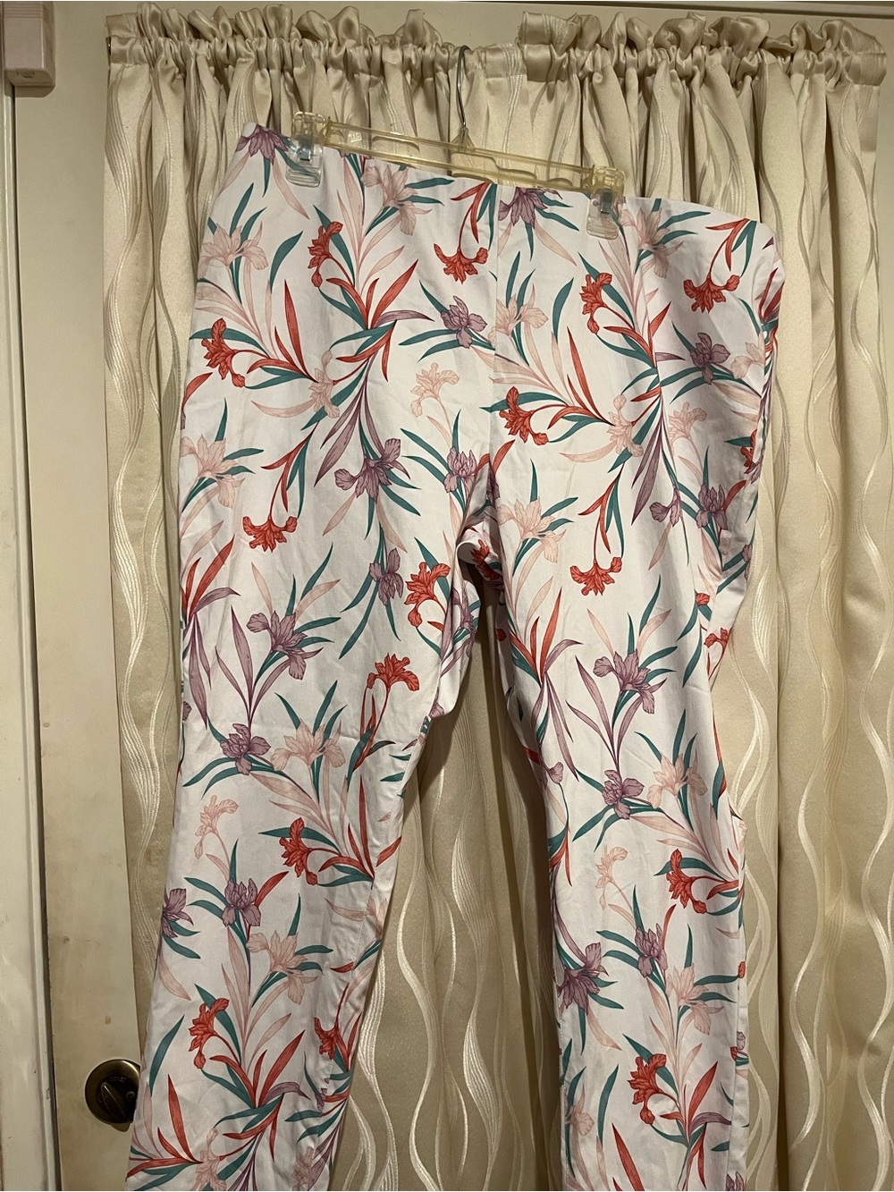 Floral Print White Women’s Cotton Pants